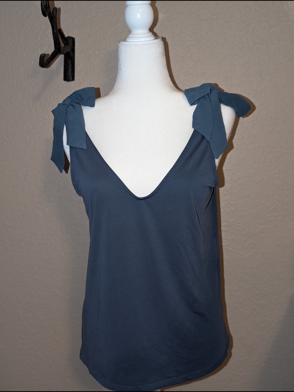 crosby. Slate Blue Tie-Shoulder V-Neck Tank